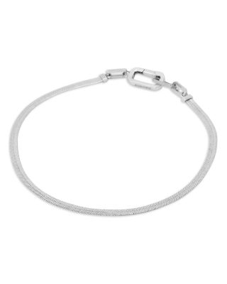 Signature Snake Chain Collar Necklace in Silver Tone, 15.5"   