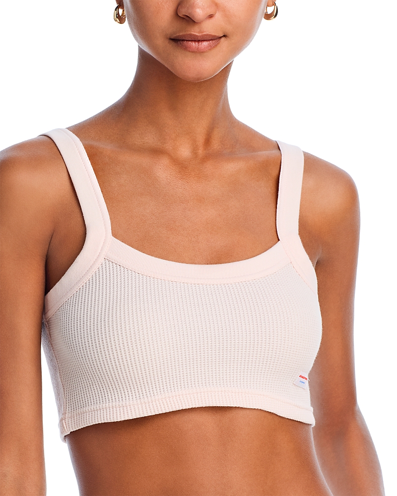 Alexander Wang Cropped Waffle Cami Tank In Pearl Pink