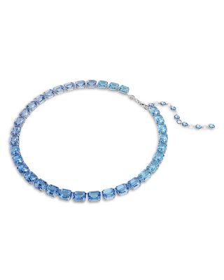 Millenia Blue Octagon Crystal Collar Necklace, 15"-18"
