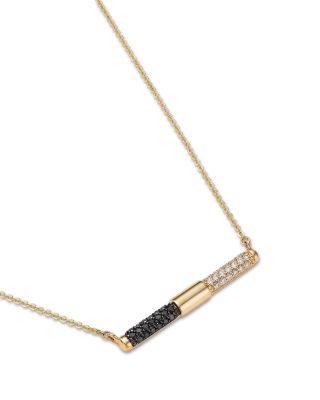 Black & White Diamond Bar Necklace in 14K Yellow Gold