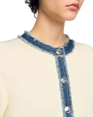 Cardigan with Denim Detail
