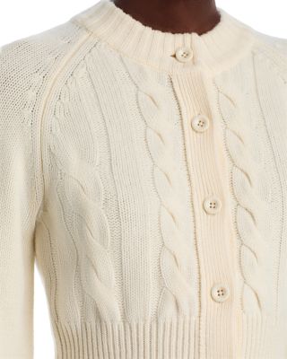 Rita Wool Blend Crewneck Cable Knit Cardigan Sweater