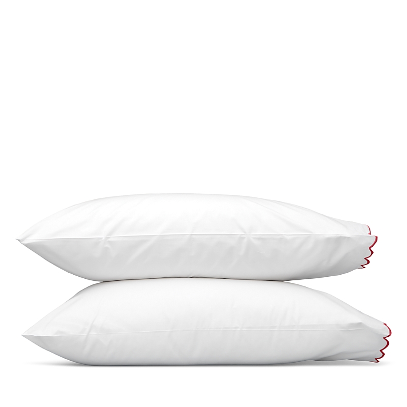 Matouk Dakota Percale Standard Pillowcase, Set Of 2 In Red
