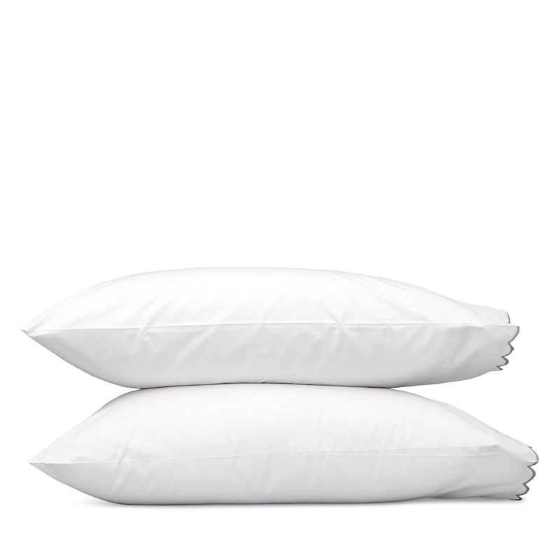 Matouk Dakota Percale Standard Pillowcase, Set Of 2 In Silver
