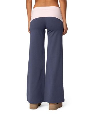 Edikted Wide Leg Contrast Fold Over Pants