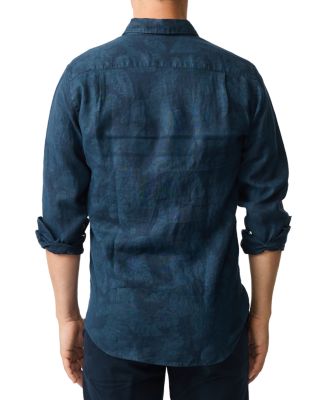North River Slim Fit Printed Linen Shirt
