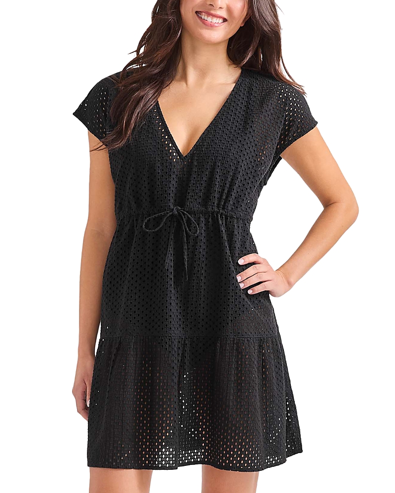 Tommy Bahama Eyelet Cove V Neck Swim Cover-Up Dress