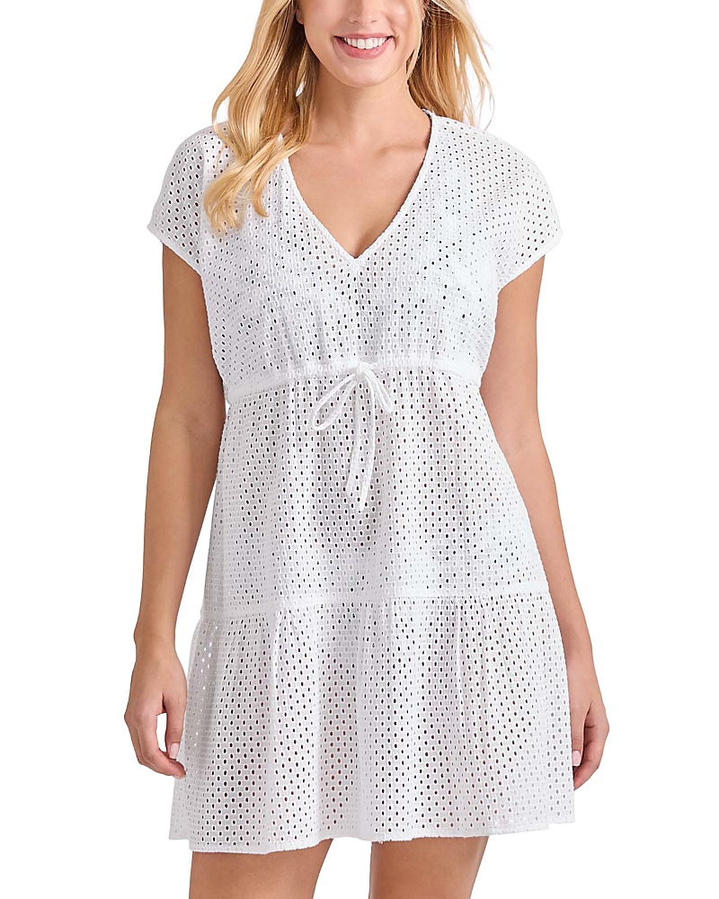 Tommy Bahama Eyelet Cove V Neck Swim Cover-Up Dress