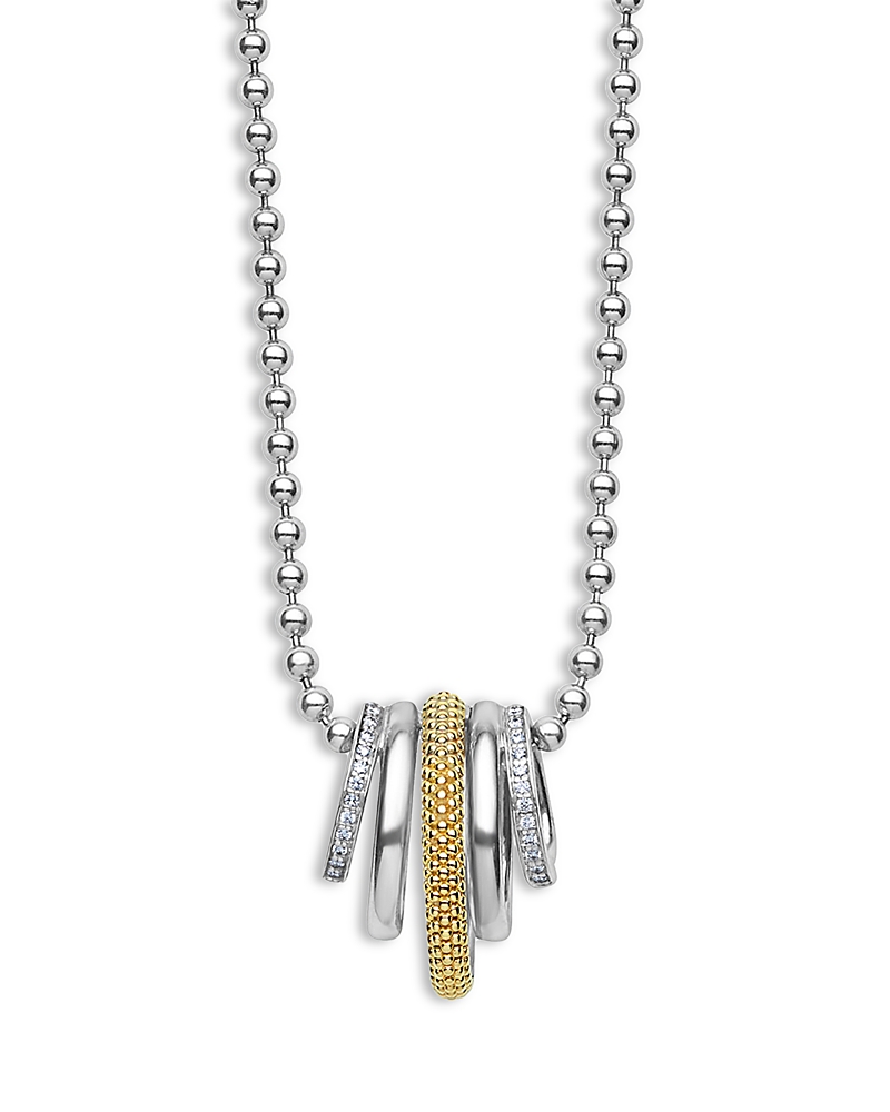 Lagos Caviar Lux Pavé Diamond Pendant Necklace In Silver