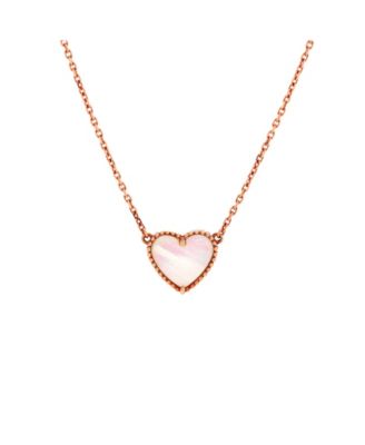 Pre-Owned Van Cleef & Arpels - Lucky Alhambra Heart Pendant Necklace 18K Rose Gold and Mother of Pearl