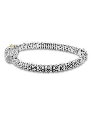 Two Tone Caviar Lux Five Ring Bracelet with Diamonds, 0.27 tcw