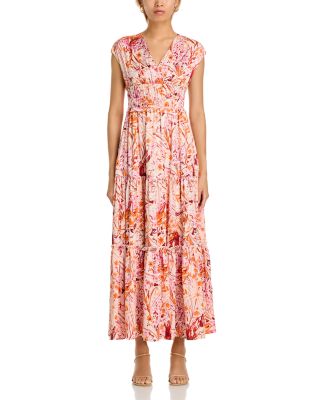 Floral V Neck Maxi Dress
