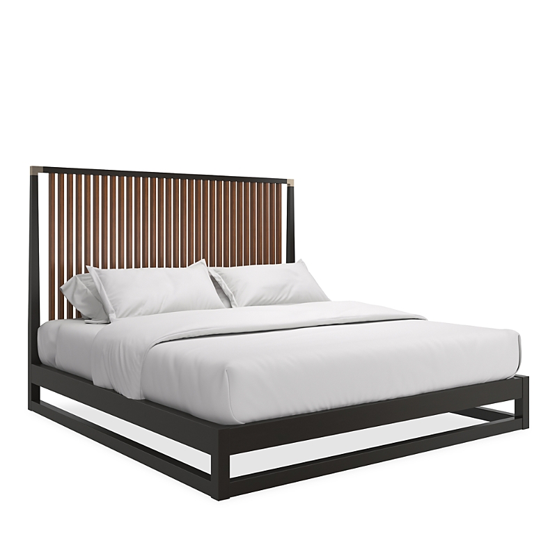 Caracole Pinstripe Slatted King Bed, Dark In Dark Chocolate