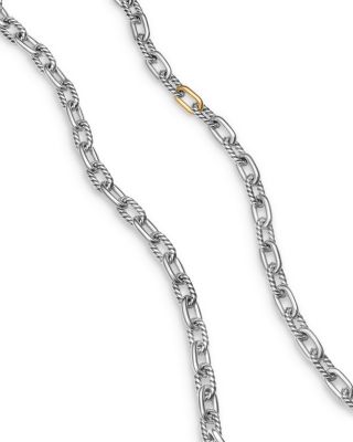 Men's DY Madison&reg; Chain Necklace in Sterling Silver with 18K Yellow Gold, 6mm