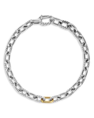 Men's DY Madison&reg; Chain Bracelet in Sterling Silver with 18K Yellow Gold, 6mm