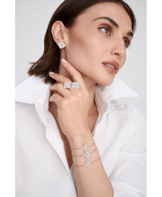 18K White Gold Piranesi Flower Diamond Pav&eacute; Link Bracelet