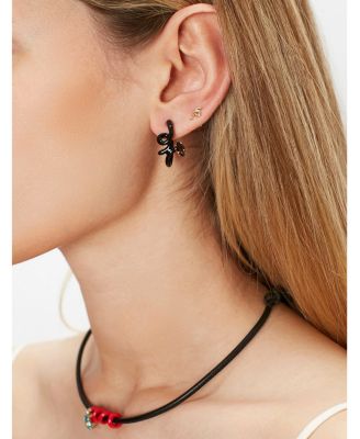 9K Yellow Gold &amp; Sterling Silver You&#39;re So Vine Smokey Quartz Black Hoop Earrings