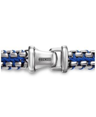 Men's Woven Box Chain Bracelet in Sterling Silver with Nylon, 10mm