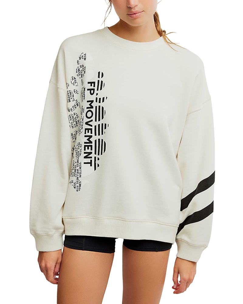 Shop Free People All Star Logo Pullover Sweatshirt In Ivory/black Combo