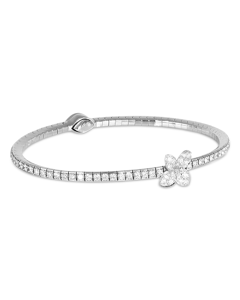 Pasquale Bruni 18k White Gold Heart To Earth Diamond Flower Tennis Bracelet In White