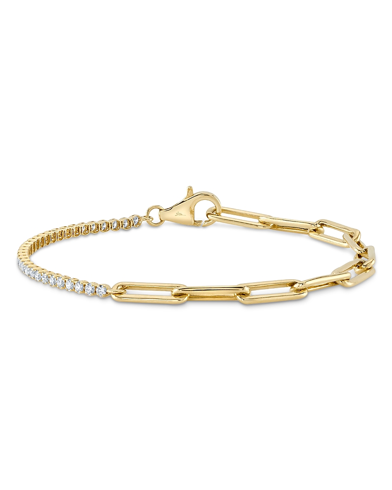 Shy Creation 14k Gold Colette Diamond Paperclip Link Bracelet In Gold