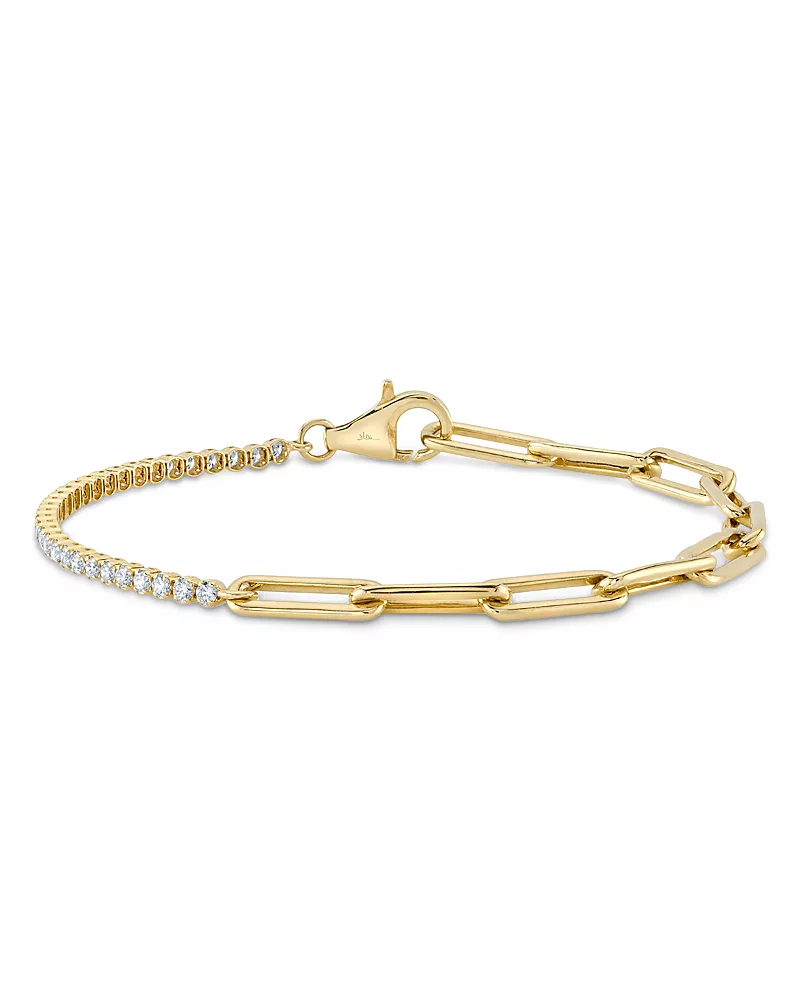 Shy Creation 14K Gold Colette Diamond Paperclip Link Bracelet