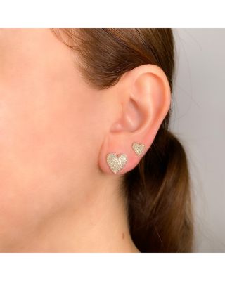 14K Yellow Gold Kate Diamond Pav&eacute; Heart Stud Earrings, 0.62 tcw