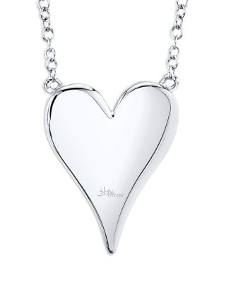14K White Gold Kate Diamond Pav&eacute; Heart Pendant Necklace, 15"-18"