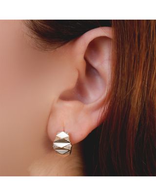 14K Yellow Gold Kate Diamond Pyramid Geometric Huggie Hoop Earrings, 0.16 tcw