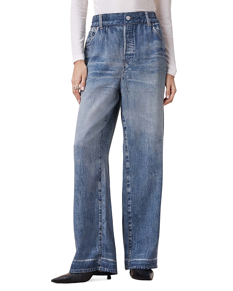 Allsaints Tyler High Rise Illusion Jeans In Mid Indigo In Mid Indigo