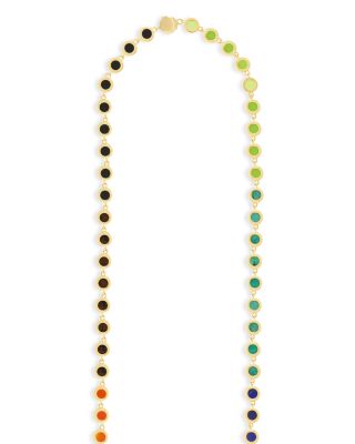 Men&#39;s 14K Yellow Gold Multi Round Gemstone Chain Necklace, 27&amp;quot;