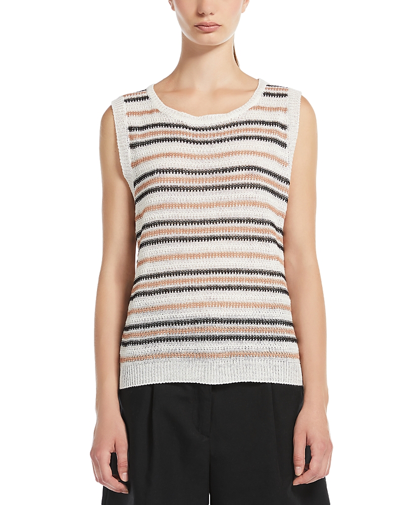 Weekend Max Mara Ciad Stripe Sleeveless Linen Sweater In Desert