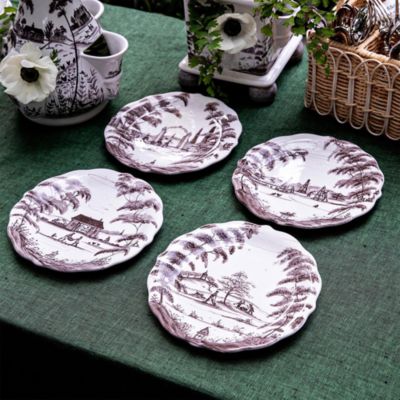 Country Estate Party Plates, Assorted Set of 4