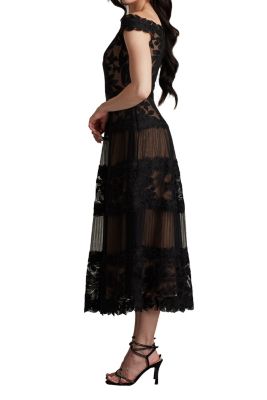 Adriane Floral Embroidered Tea-Length Dress