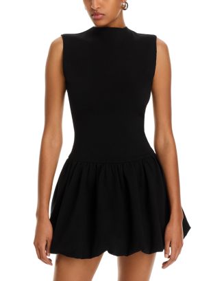 aqua mock neck gold foil mini dress Ponte Bubble - Exclusive - Black Champagne ruched chiffon dress