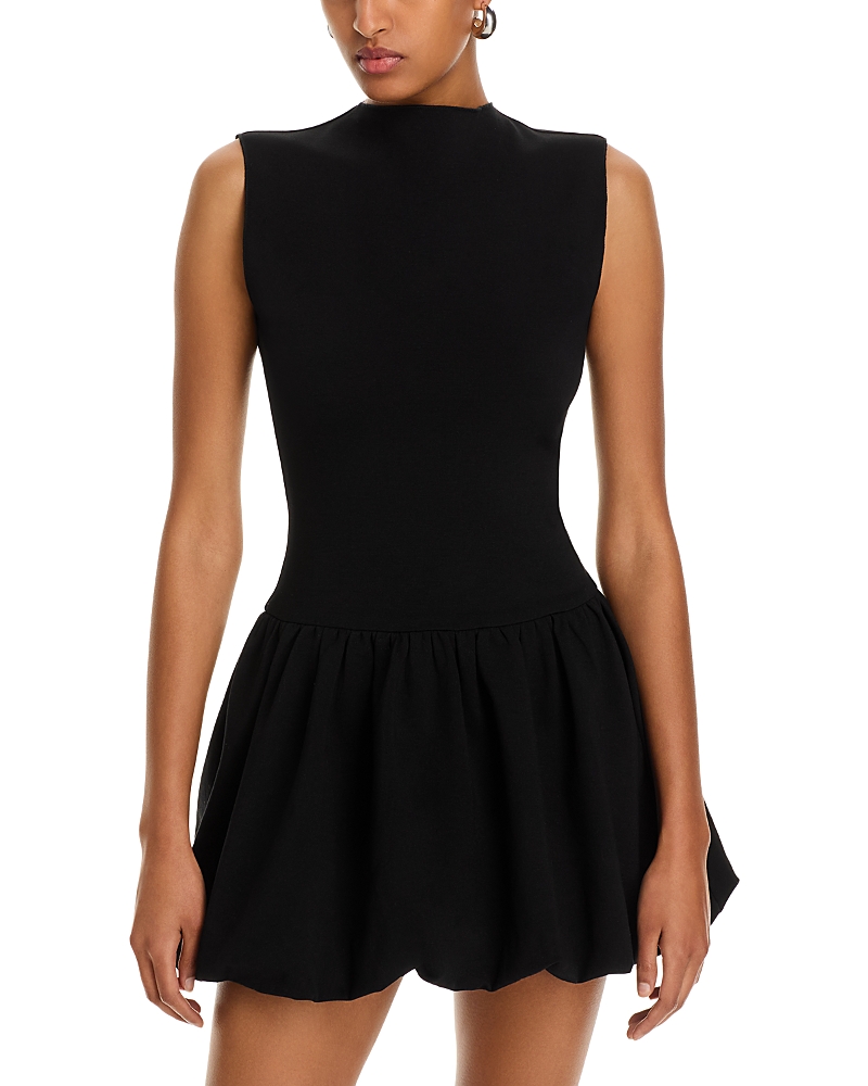 AQUA PONTE MOCK NECK BUBBLE MINI DRESS - EXCLUSIVE