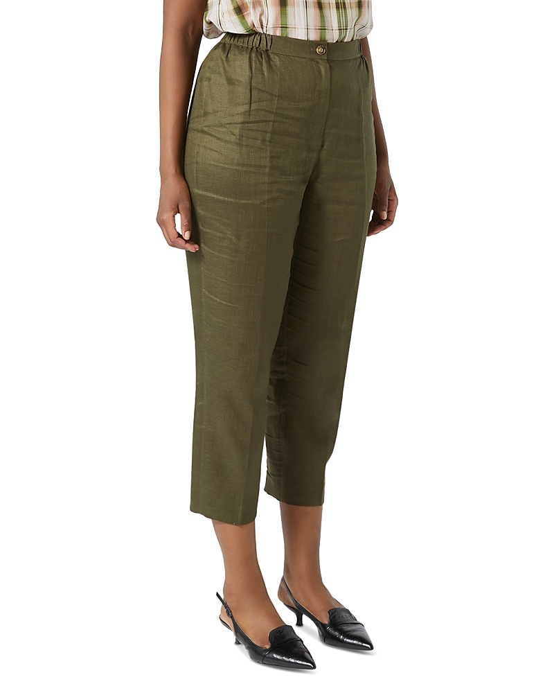 Shop Marina Rinaldi Uscita Remo Linen Pants In Kaki