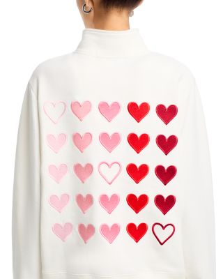 Embroidered Heart Relaxed Quarter Zip Sweatshirt