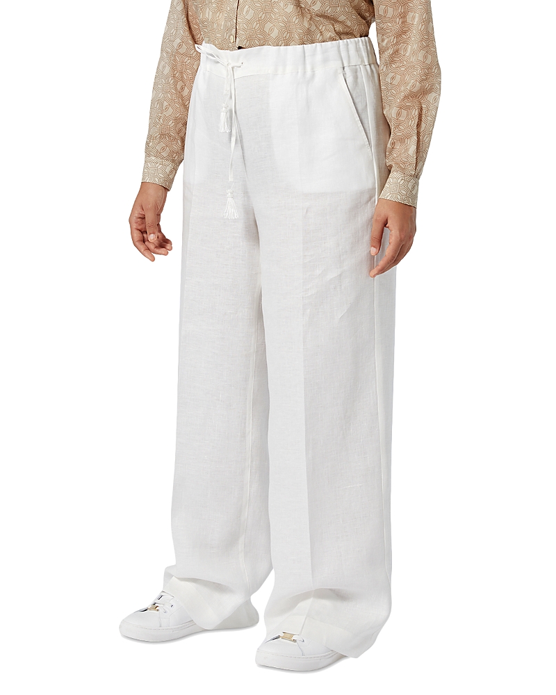 Shop Marina Rinaldi Sport 2a Uscita Ciurma Linen Pants In Ivory