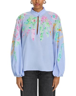 Printed Mandarin Collar Blouse