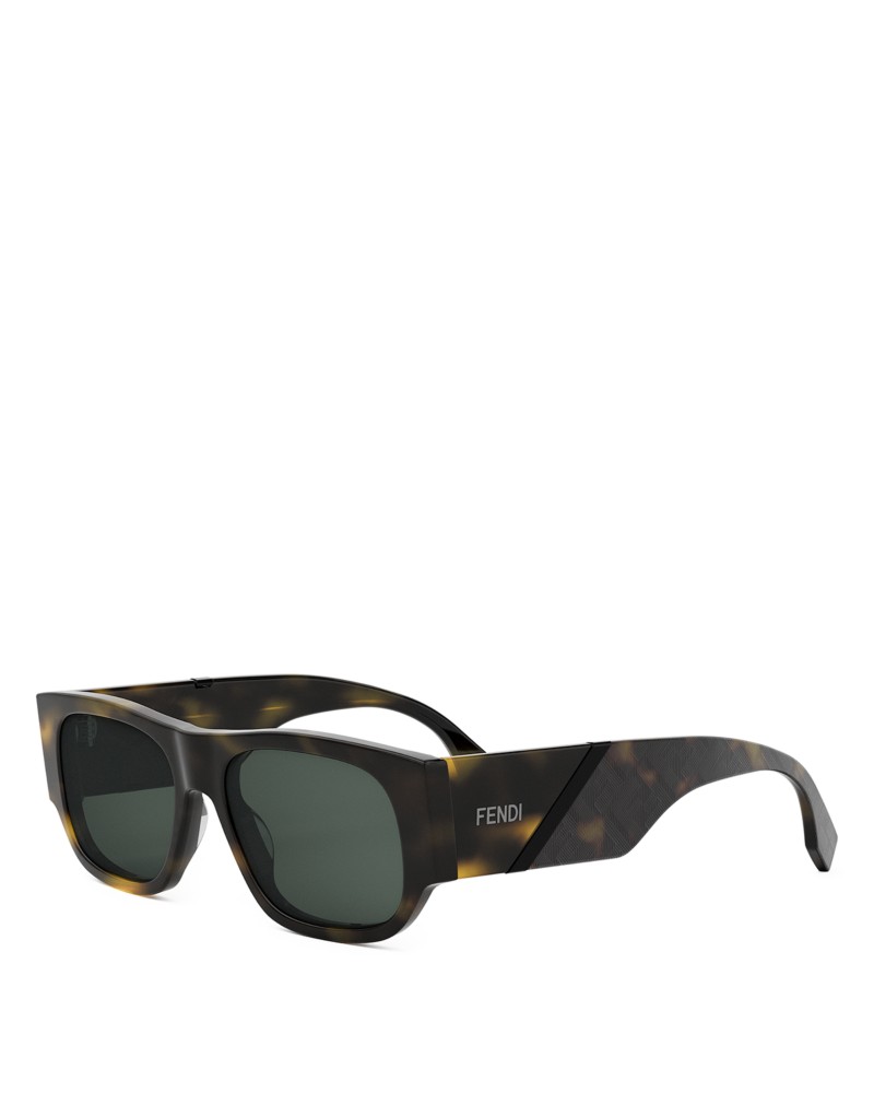 Fendi Diagonal Rectangular Sunglasses, 54mm in Havana/Rovieux Polar