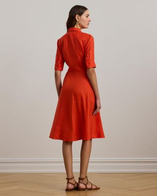 Petites Linen Tie Front Shirt Dress