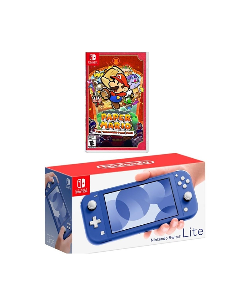 Nintendo Switch Lite Blue Bundle with Paper Mario: The Thousand-Year Door Game