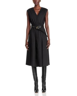 Poplin Belted Midi Dress