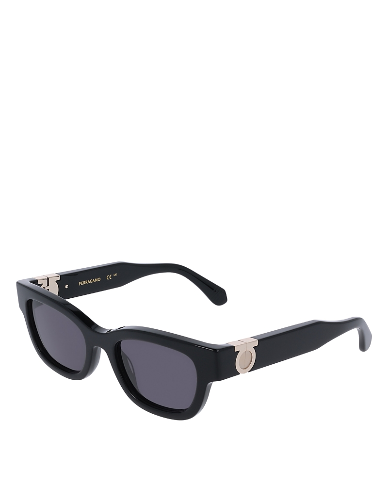 Ferragamo Gancino Rectangle Acetate Sunglasses In Black
