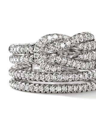 Sterling Silver Love Knot Diamond Multirow Ring