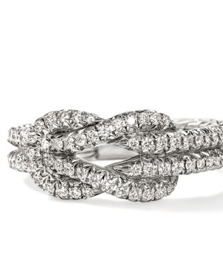 Sterling Silver Love Knot Diamond Ring