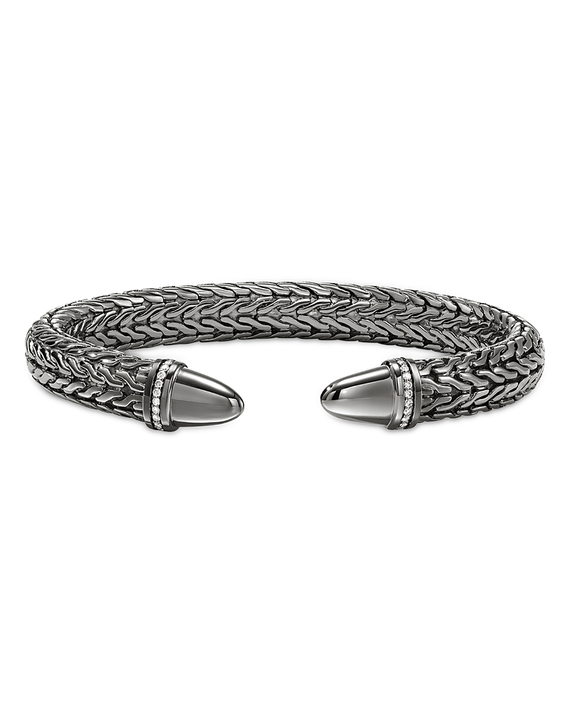 John Hardy Sterling Silver Spear Diamond Accent Flex Cuff Bracelet In Silver