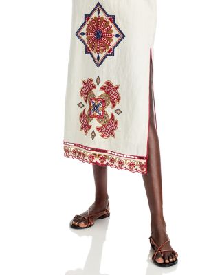 Marys Tiles Off White Richilieu Sleeveless Midi Dress