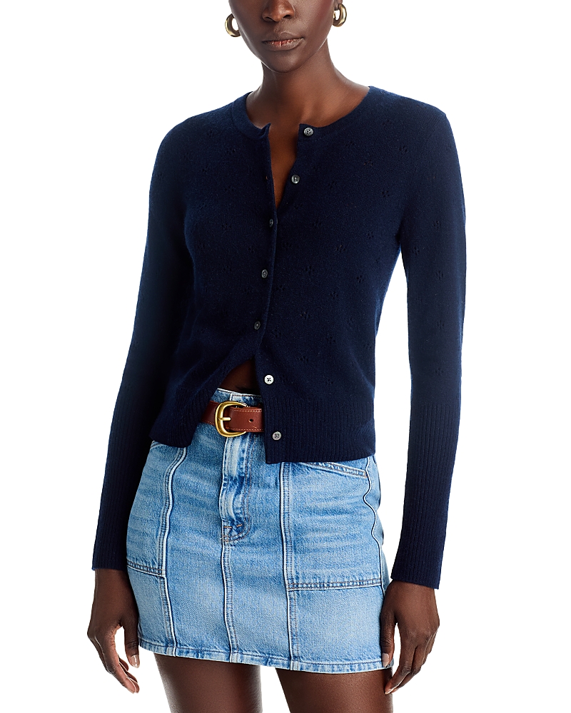 Guest In Residence Cashmere Pointelle Cardigan In Midnight